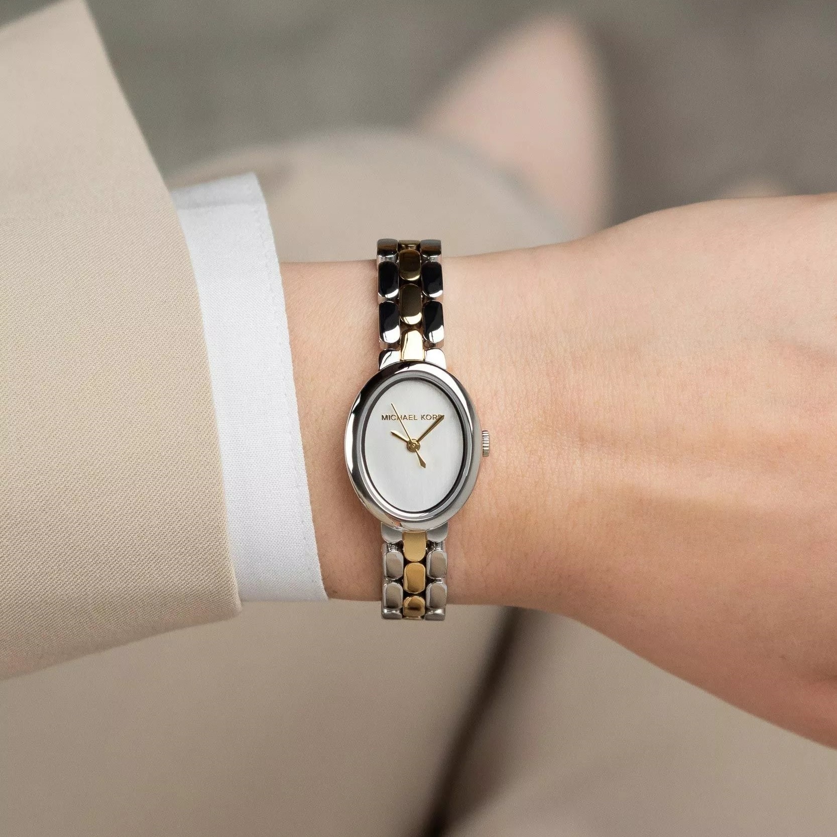 MICHAEL KORS Maude Silver Dial 21mm Two Tone Gold Stainless Steel Bracelet MK4956 - 